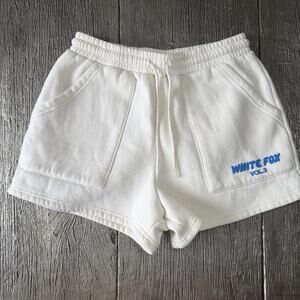White Fox Volume 3 White Shorts Blue Logo Women’s Size S